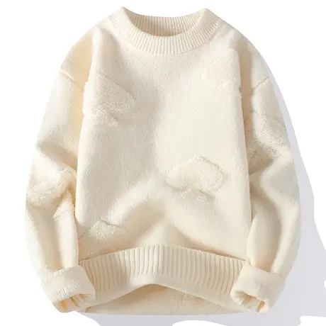 麻花黑桃圆领加厚毛衣男士2023新款秋冬季潮秋季青少年长袖针织衫商品大图