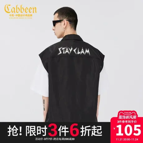 卡宾男装字母印花马甲外套秋夏款潮流宽松背心男女同款W图片