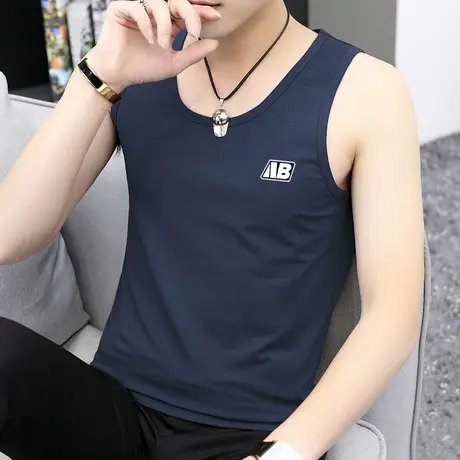 莫代尔背心男健身跨栏运动潮牌夏季冰丝凉感速干无袖t恤坎肩吊带商品大图