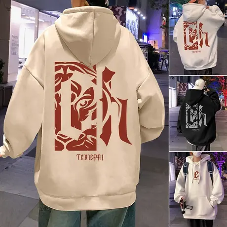 连帽卫衣男春秋季美式情侣宽松上衣2024新款外套潮牌潮流休闲帽衫商品大图