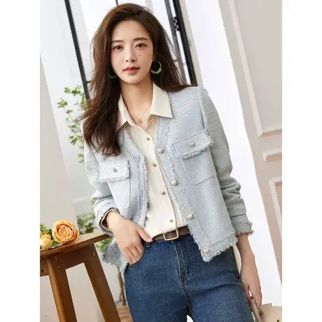 时尚气质小香风短外套2023年夏季新款淑女温柔显瘦通勤显瘦上衣商品大图
