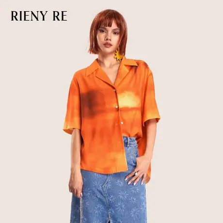 RIENYRE短袖衬衫女2023夏季新款休闲宽松衬衫原创设计感小众上衣商品大图