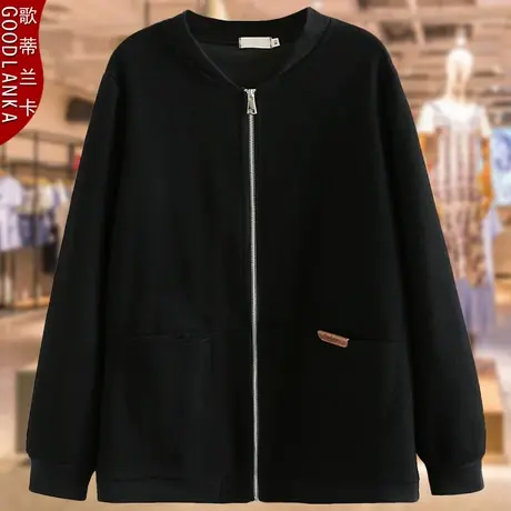 中年妈妈春装外套宽松200斤洋气时尚春秋上衣加肥加大码棒球服女图片