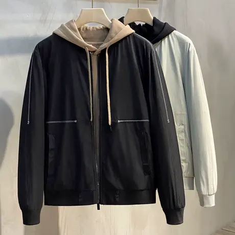 2023新款男士薄款夹克秋冬飞行员黑色外套休闲百搭棒球服春季上衣图片