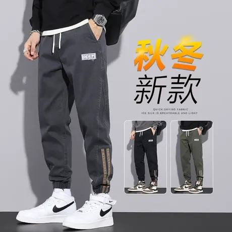 冬季痞帅潮牌工装休闲长裤男士束脚宽松2024新款冬天男裤子秋冬款商品大图
