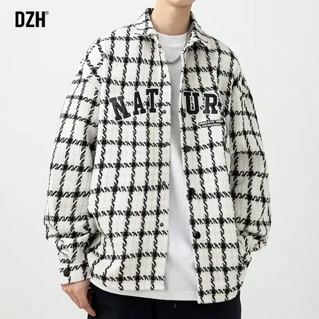 男士格子长袖衬衫男秋季设计感小众潮牌男装2023新款衬衣外套宽松商品大图