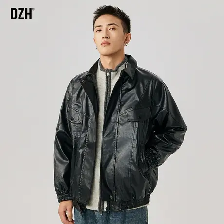 男士黑色皮衣外套男秋冬潮高级感痞帅男装2024新款皮夹克工装上衣商品大图