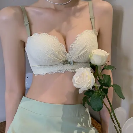 少女小胸聚拢内衣调整型防下垂蕾丝胸罩无钢圈收副乳文胸套装春夏商品大图