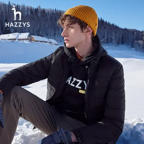 【直播闪降】Hazzys哈吉斯冬季新款男上衣纯色休闲外套羽绒服图片