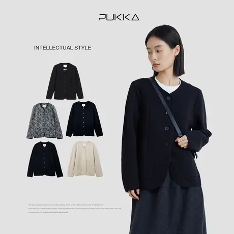 蒲PUKKA 知识分子风高级小外套肌理棉针织秋装图片