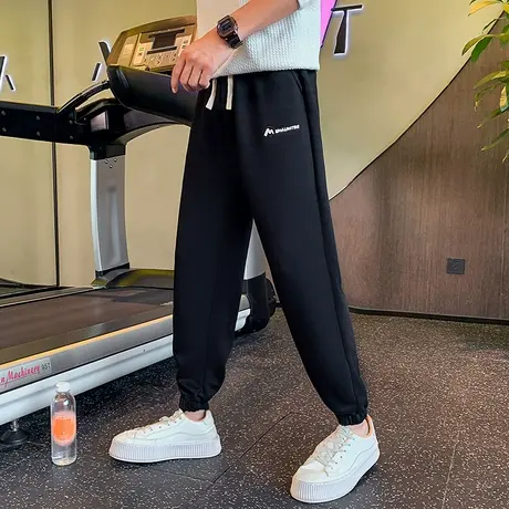 加绒卫裤男冬季2023简约潮流束脚宽松哈伦运动裤潮牌冬款休闲长裤图片