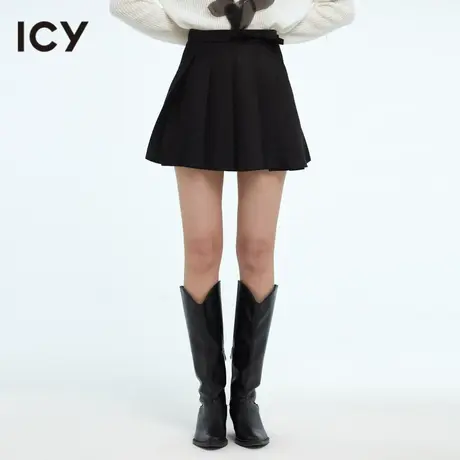 icy原创春季新款时尚甜酷jk制服压褶黑色百褶短裙半身裙仙女超短图片