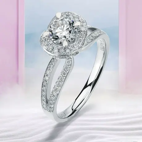 珂兰 白18K金钻石戒指钻戒30分50分手捧花订结婚求婚戒指女定制图片