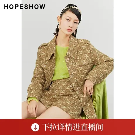 【直播专享】女装字母提花系带翻领一手长大衣89121390811红袖商品大图