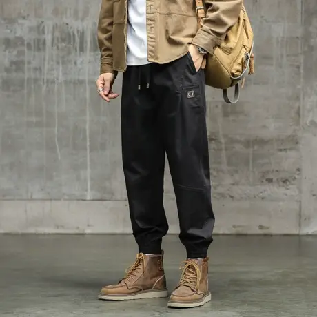 大码宽松潮流束脚裤子男款百搭男工装裤复古潮流裤子男款潮流男装商品大图