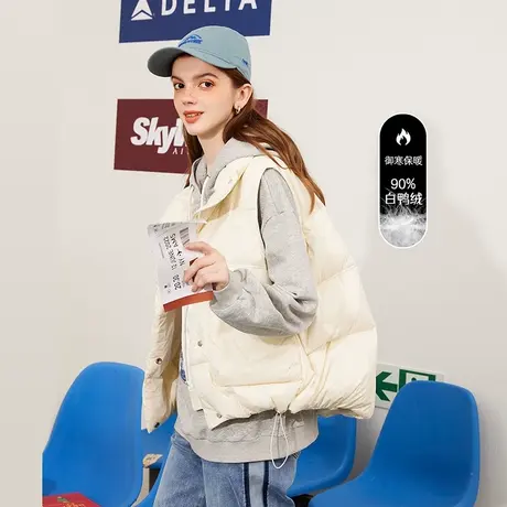 a02白鸭绒加厚保暖背心羽绒服秋冬款宽松百搭休闲女式马夹图片