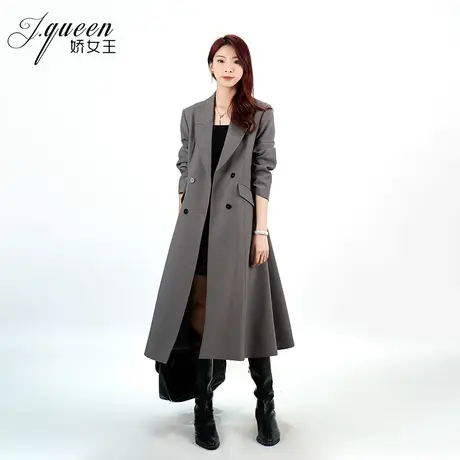 西装大衣女2024春季新款通勤风时尚高级感收腰显瘦中长款西服外套商品大图