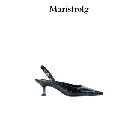 【商场同款】玛丝菲尔年夏季新款黑色浅口尖头小高跟图片