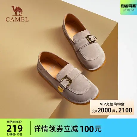 骆驼女鞋2024春季新款真皮英伦风休闲单鞋厚底jk小皮鞋女乐福鞋图片