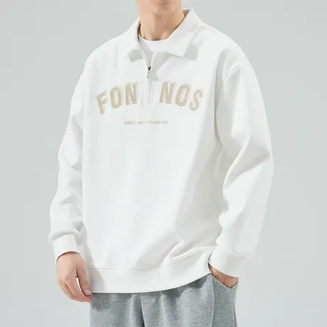 男生秋季高端印花情侣装半开衫拉链翻领卫衣外套春秋款长袖上衣服图片