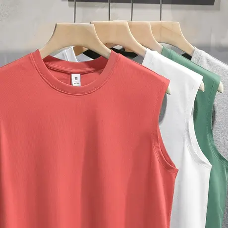 230g重磅纯棉背心男士夏季健身篮球跨栏运动坎肩汗衫宽肩无袖t恤商品大图