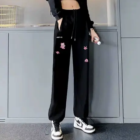 阔腿裤女春秋宽松韩版卫裤小个子高腰显瘦休闲运动束脚长裤潮ins商品大图