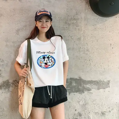 夏季新款小众设计感薄款上衣服别致甜酷白色ins潮宽松短袖T恤女装图片