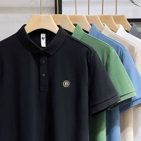 丝光棉男士短袖POLO衫商务休闲T恤夏季2023新款翻领半袖上衣男款商品大图