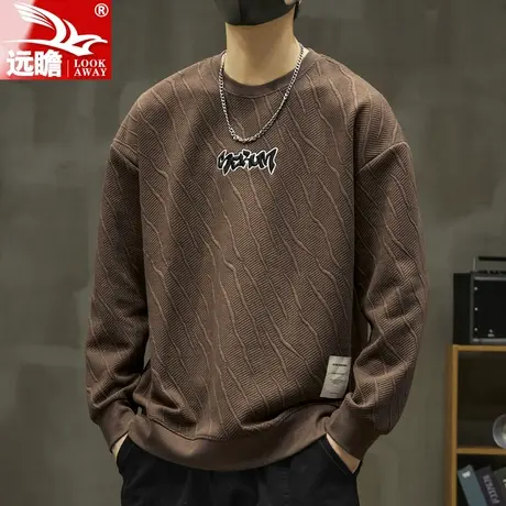 秋季卫衣男士圆领宽松简约长袖T恤打底衫潮牌春秋款休闲外套上衣商品大图