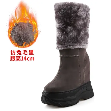 冬季雪地靴女加绒加厚防水鞋防水厚底中筒靴休闲毛毛靴内增高棉靴商品大图