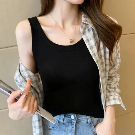 吊带运动背心女2025新款纯色韩版内搭打底上衣外穿潮针织春夏薄款图片