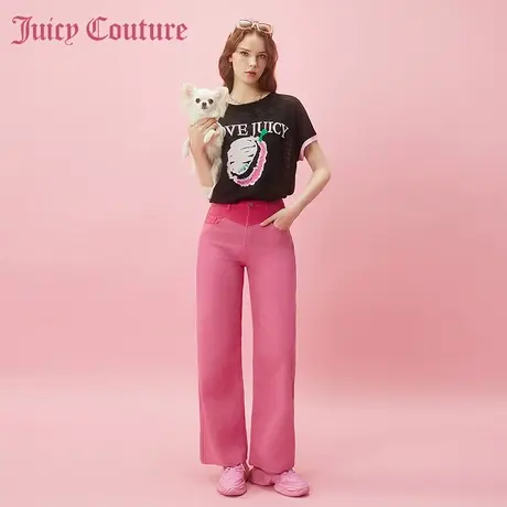 Juicy Couture橘滋2024新款莓果硬糖刺绣拼色女式牛仔裤商品大图
