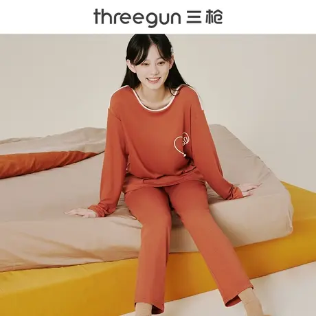 三枪睡衣女士春秋冬季抑菌竹棉长袖裤家居服套装2023年新款可外穿商品大图