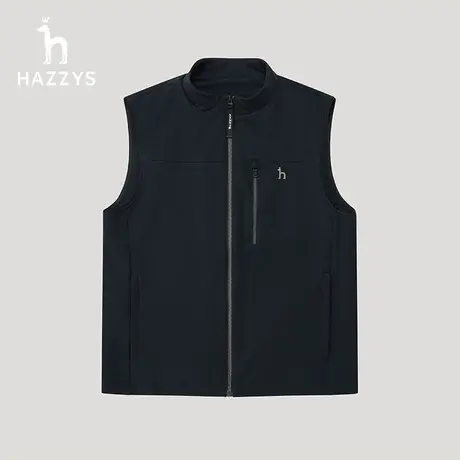 Hazzys哈吉斯秋季新款男装上衣无袖纯色夹克男休闲潮流马甲外套图片