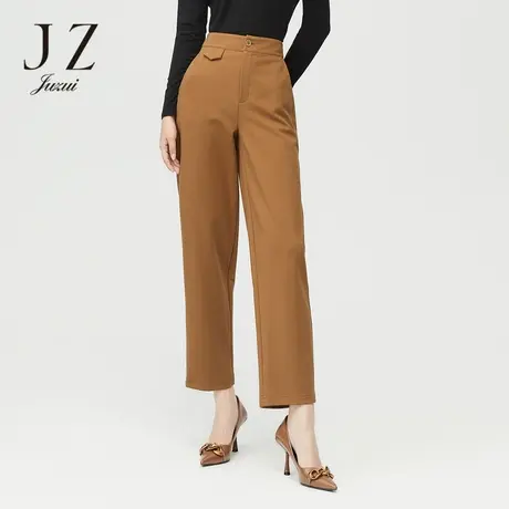 JUZUI玖姿奥莱冬季新款卡其色时髦通勤九分裤显瘦直筒女休闲裤图片