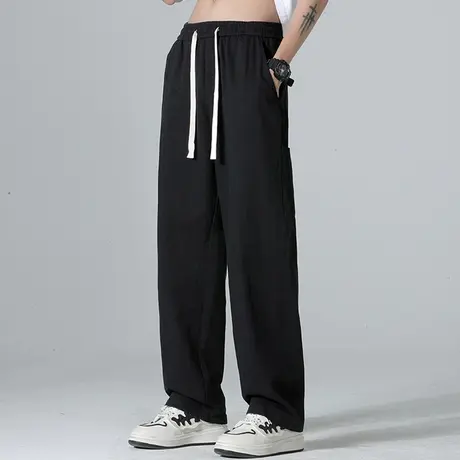 日系纯棉工装裤子男夏季薄款宽松运动直筒长裤男士潮流百搭休闲裤商品大图