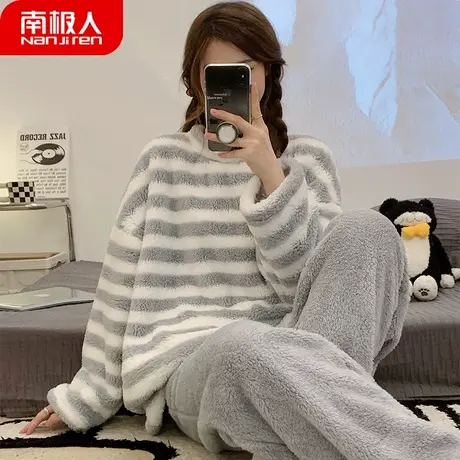 睡衣冬季女款新款珊瑚绒加绒加厚法兰绒冬天女士标志家居服秋冬款商品大图