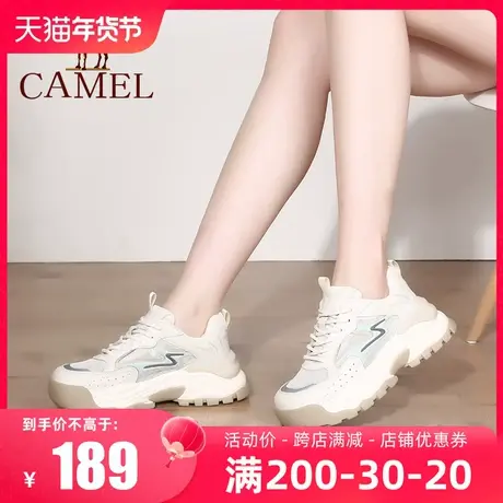 骆驼老爹鞋女2023秋季新款休闲女鞋透气网面厚底内增高跑步运动鞋商品大图
