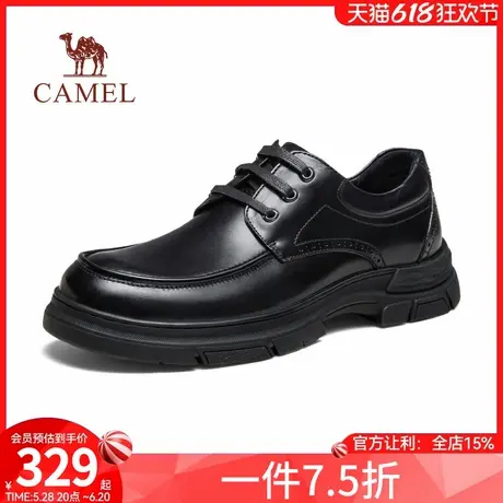 骆驼男鞋2024春新款柔软牛皮防滑舒适皮鞋通勤经典休闲商务德比鞋商品大图