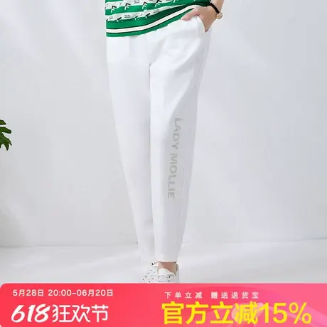 时尚休闲裤简涵2025夏季新款高腰松紧宽松洋气中年妈妈弹力针织裤商品大图