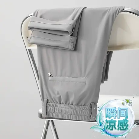 2025夏季薄款高弹松紧腰商务休闲裤中青年百搭直筒男士绑带运动裤商品大图