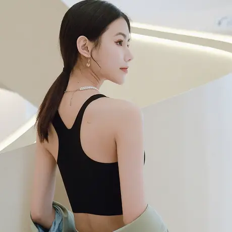 冰丝吊带背心美背内衣女文胸薄款内搭带胸垫打底运动外穿修身抹胸图片