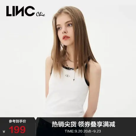 LINCCHIC金羽杰背心2023新款撞色紧致针织吊带背心女S231FK001Y商品大图