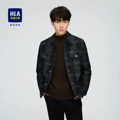 HLA/海澜之家翻领衬衫夹克春夏格纹多口袋易打理时尚有型外套男图片