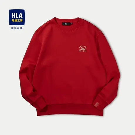 HLA/海澜之家中华龙贺岁卫衣24秋冬新加绒圆领红色打底喜庆套头衫图片