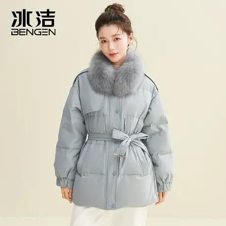 冰洁羽绒服女狐狸大毛领2023冬新款时尚收腰设计休闲保暖厚外套HM商品大图
