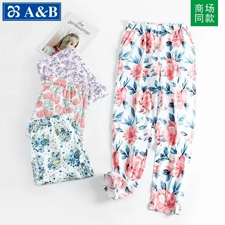 AB睡裤女纯棉妈妈睡裤中老年宽松大码家居春夏休闲新疆棉家居长裤商品大图
