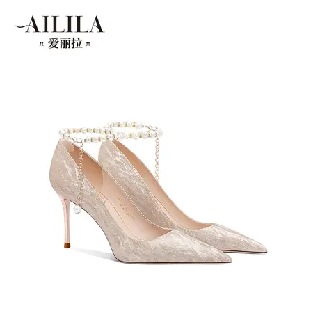 爱丽拉新娘婚鞋女2023新款禾秀主婚纱两穿法式绑带高跟鞋平时可穿图片