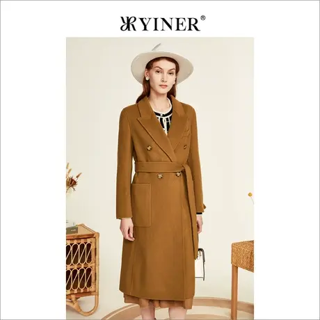 YINER音儿女装2022冬季新款纯羊毛双面呢大衣商品大图