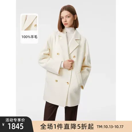 朗姿赫本风法式纯羊毛高级感中长款气质大衣秋冬季新款毛呢外套图片